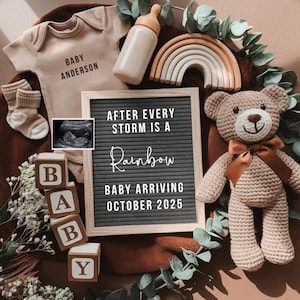 Rainbow Baby Pregnancy Announcement Template: Letterboard Design (Digital Download)