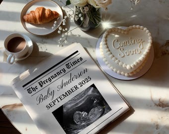 Newspaper Pregnancy Announcement Template, Baby Reveal, Customizable Design (Digital Download)
