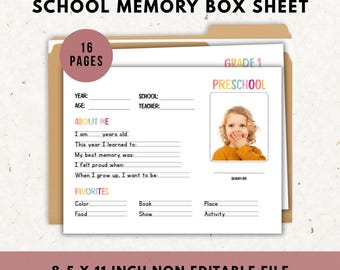 School Memory Box: Printable Keepsake Questionnaire (PDF Download)