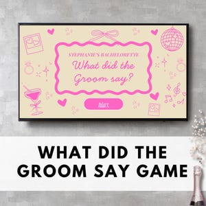 What did the groom say, Bachelorette Trivia Drinking Game, Hen Do Party Game, Editable Bridal Shower Games Canva Power Point