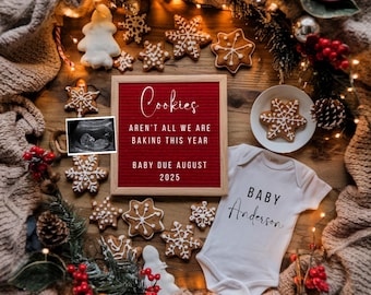 Schwangerschaftsankündigung für Weihnachten: Dezember Boho Social Media Template (Digitaler Download)
