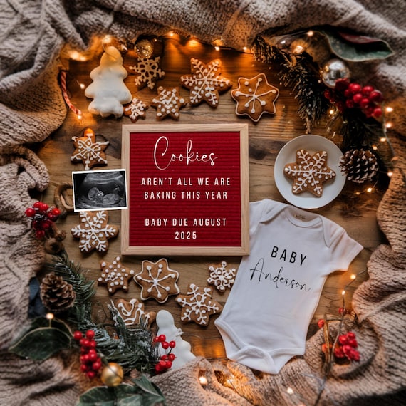 Christmas Digital Pregnancy Announcement Editable December Baby Editable Gender Neutral instant pregnancy announcement social media template