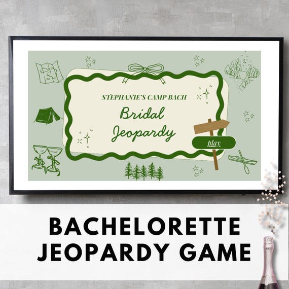 Camp Bach Bachelorette Jeopardy Party Game (Editable Canva Template)