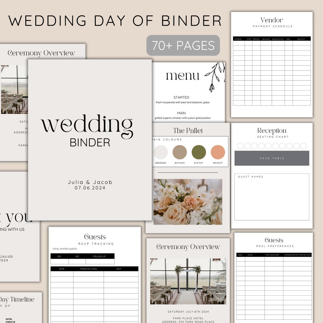 Wedding Day Binder Template Wedding Day of Binder Wedding Itinerary