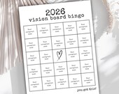 2026 vision board bingo card editable instant download, digital vision board template printable