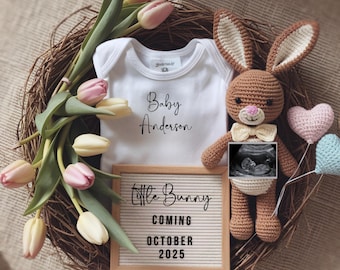 Easter Bunny Pregnancy Announcement: Baby Bunny Social Media Reveal (Digital)