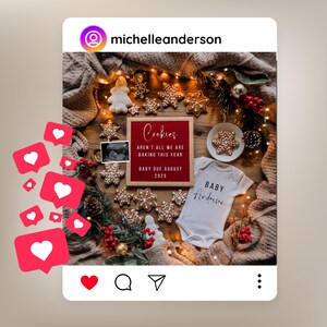 Christmas Digital Pregnancy Announcement December Editable Boho Gender Neutral instant pregnancy announcement social media template