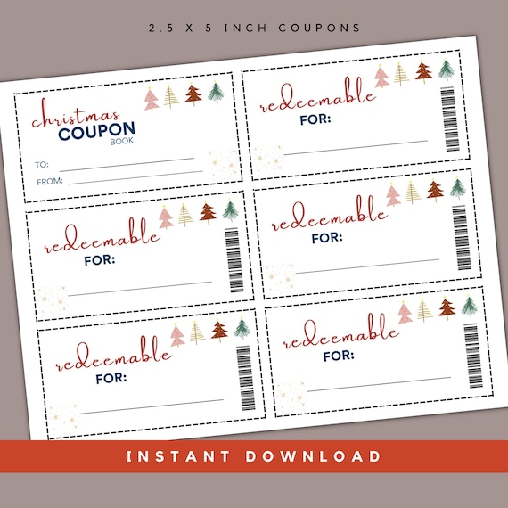 Christmas Coupon Book Printable Template 2.5 X 5 Inch | Etsy