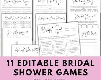 Editable Bridal Shower Games Bundle, Minimalist Design (Printable, Digital Download)