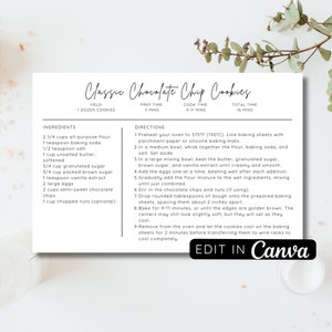 Personalized Recipe Card Template: 4x6 & 5x7, Editable in Canva (Digital Download)