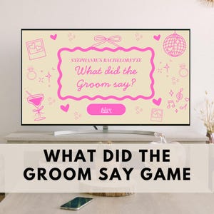 What did the groom say, Bachelorette Trivia Drinking Game, Hen Do Party Game, Editable Bridal Shower Games Canva Power Point