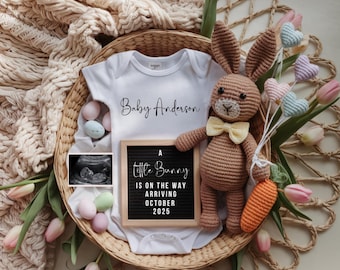 Easter Bunny Pregnancy Announcement Template: Spring Baby Social Media Reveal (Digital Template)