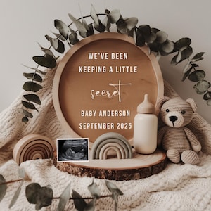 Boho Pregnancy Announcement Template: Minimalist Baby Reveal (Digital)