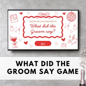 What did the groom say, Bachelorette Trivia Drinking Game, Hen Do Party Game, Editable Bridal Shower Games Canva Power Point