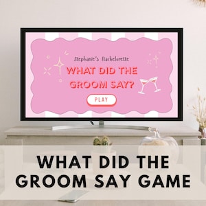 What did the groom say, Bachelorette Trivia Drinking Game, Hen Do Party Game, Editable Bridal Shower Games Canva Power Point
