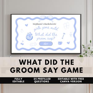 Girls Gone Mild Bachelorette Party What did the groom say Bachelorette Trivia Drinking Game, Hen Do Party Game Editable Bridal Shower Games