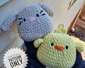 No Sew Squishy bunny and Duck *Bundle* crochet pattern *Pattern Only*