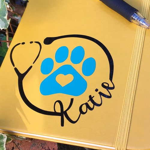 Paw Print Stethoscope Decal Vet Tech Decal Vet Monogram Etsy