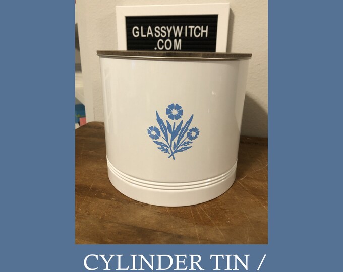 Corningware Corelle Blue Cornflower Pattern Inspired Cylinder Tin