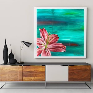 Lily Burst - Abstrakte Lilie Wand Kunst | Limitierte Auflage Blumenmalerei | Rosa Blumen Kunstwerk für Home Dekor