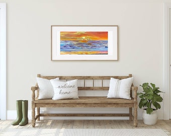 Wall Art: Giclée Print of sunset over New Zealand's west coast waves - from acrylic on canvas original