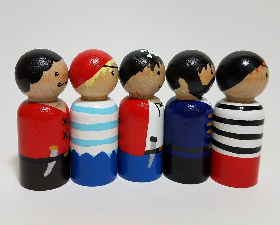 Pirate Peg Doll Set Nursery Decor Pirate favors/ cake Etsy