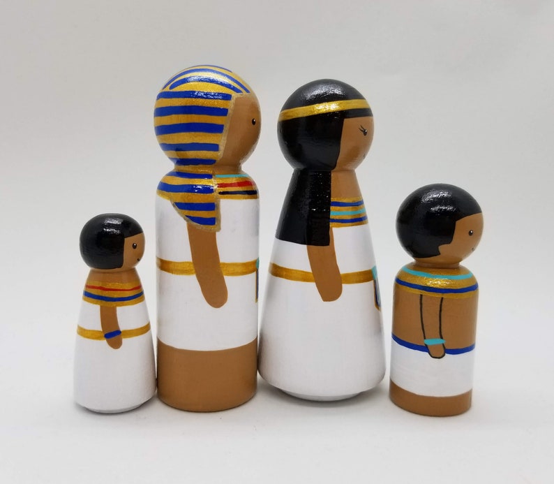Ancient Egypt Peg Doll Set Hand Painted Wooden Egyptian Etsy