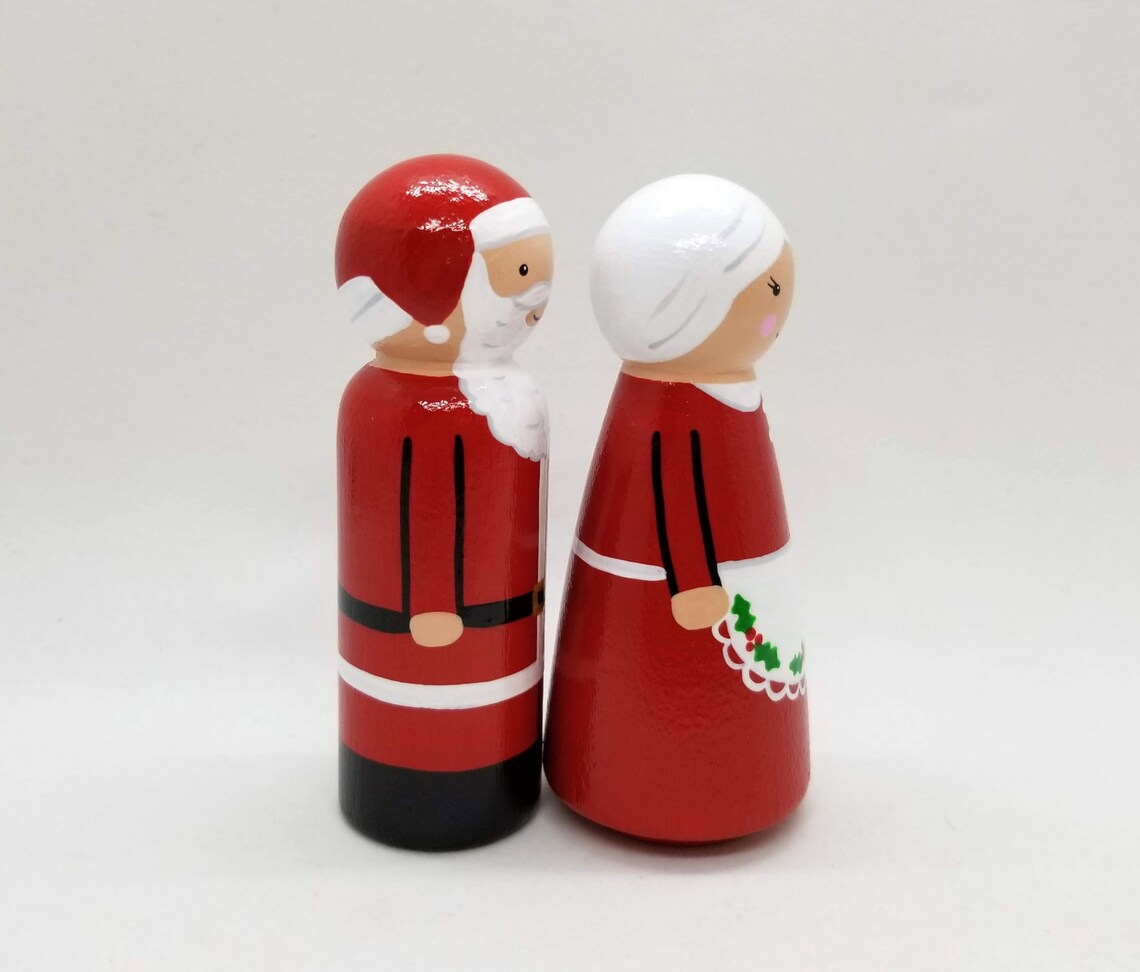 Santa and Mrs Claus Peg dolls Christmas Peg Doll Set Two image 3