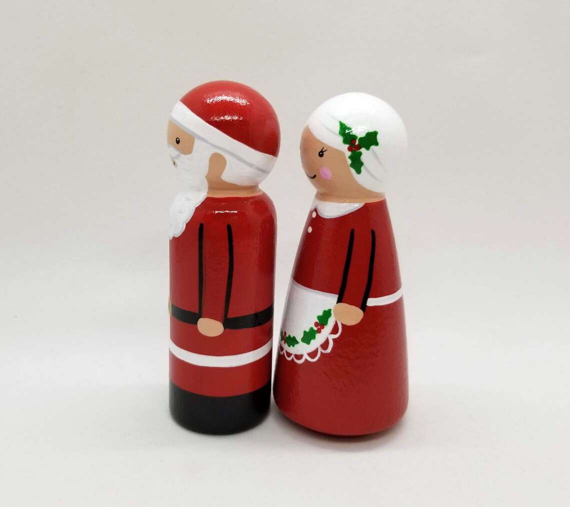 Santa and Mrs Claus Peg dolls Christmas Peg Doll Set Two image 1