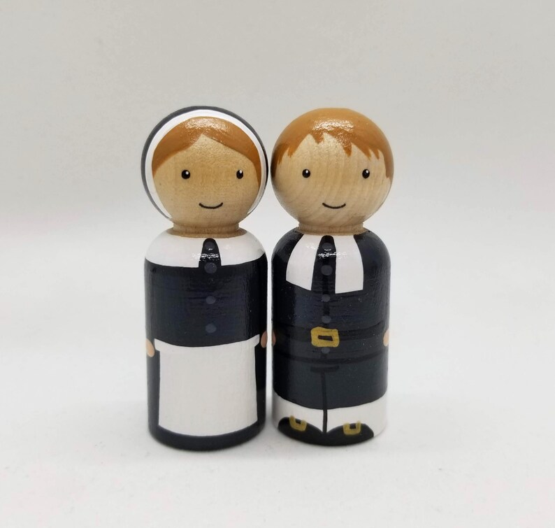 Thanksgiving Peg Doll Set Pilgrims and Native American Peg image 3