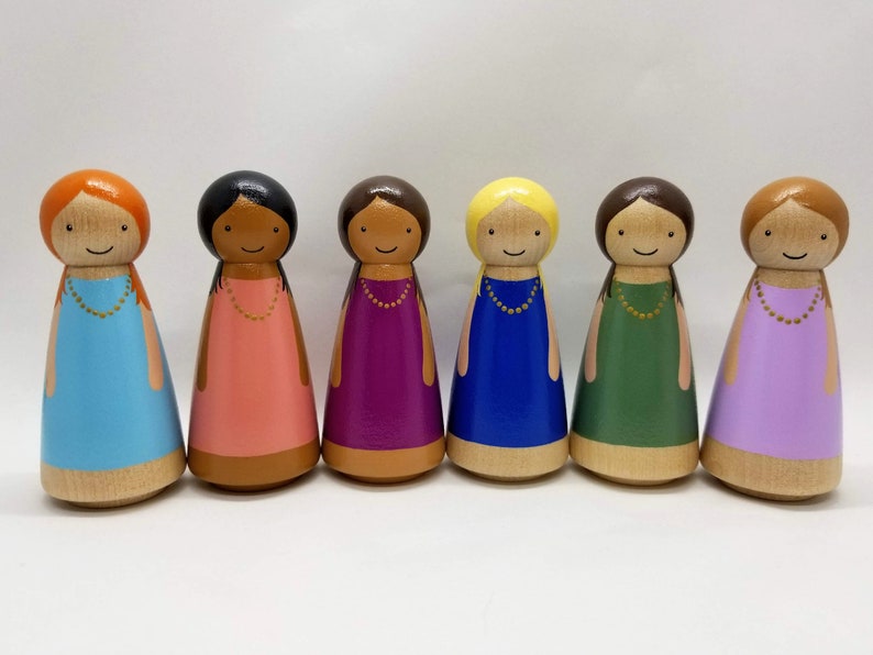 wooden peg doll family