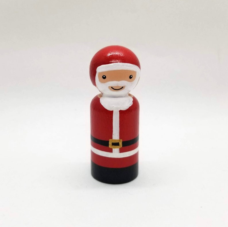 Christmas Peg Doll Set Seven Small Hand Painted Peg Dolls image 5