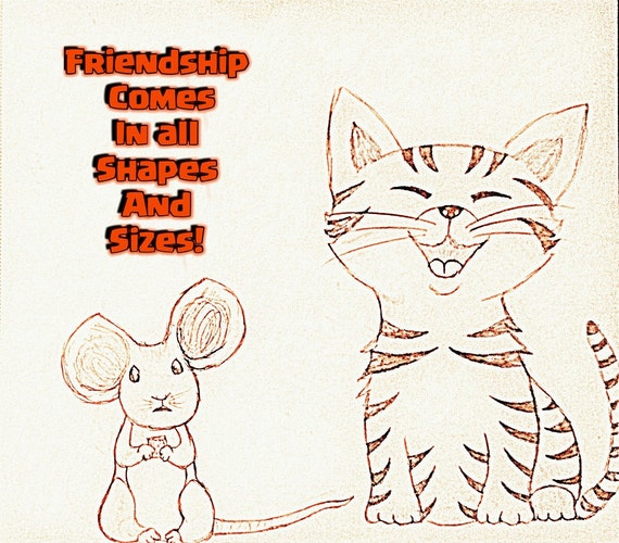 Cat And Mouse Friends Digital Art Download Decor Wall Hanging Etsy