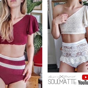 Vintage inspired woman high waist panties pattern. Short video tutorial