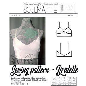 PDF top pattern, bralette pattern, blouse suitable for beginners, size S-M, instant download , Schnittmuster