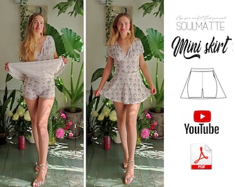Tennis Skirt Sewing Pattern, Built-In Panties, Sportswear (Digital PDF)