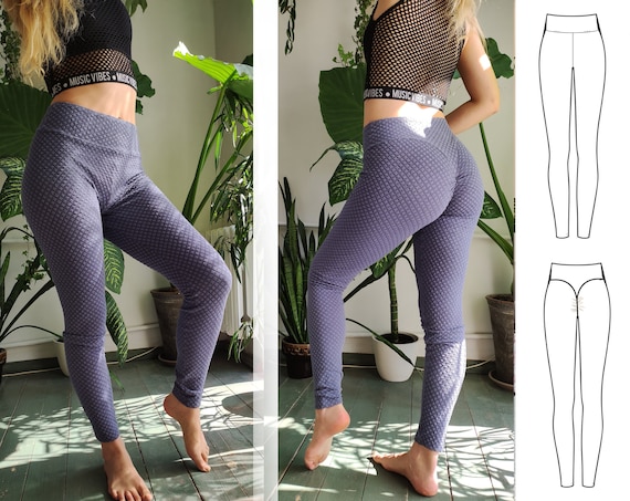 Leggings Pattern With Video Tutorial, Scrunch Butt Yoga Pants. High Waist  Sports Workout, Leggings DIY Pattern. Booty-up Pants, Yoga Pants. 