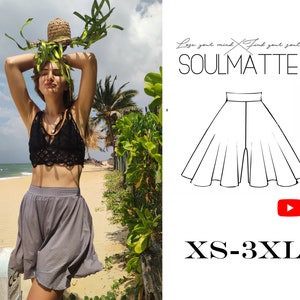 PDF Skirt- shorts  pattern, wide shorts pattern for beginners, nightwear, beachwear, sportswear pattern, PDF pants, yoga pants