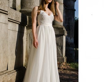 Classic silhouette dress sewing pattern. Long dress pattern, bridal, wedding dress pattern, skirt and bodysuit sewing, V neckline decolette.