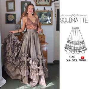 Wide Evening Skirt PDF Pattern: Ruffle Gore Skirt, XS-5XL