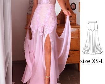 Art Deco Evening Skirt Pattern: High-Waist Mermaid Gown with Split (PDF Pattern)