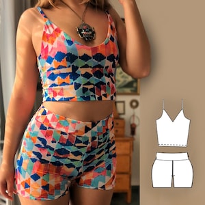 Two-Piece Swimsuit Sewing Pattern PDF – DIY Bikini Top & Bottom – Digital Pattern for Women’s Stretch Swimwear