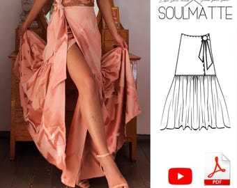 Mermaid Skirt Sewing Pattern: Long Evening Gown with Slit (PDF Pattern)