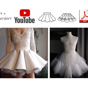 PDF woman skirt pattern,  evening skirt pattern for beginners, instant download, Tulle underskirt pattern, Big ruffle skirt