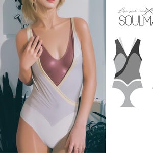 Balerina style leotard pattern, dancer pattern. PDF instant download, One piece mesh leotard, Dancer bodysuit with open back. crossed back
