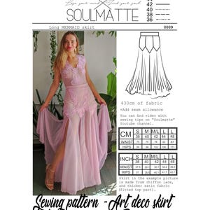Mermaid Skirt, Wide Evening Gown Pattern, Belly dance skirt with splits image 14