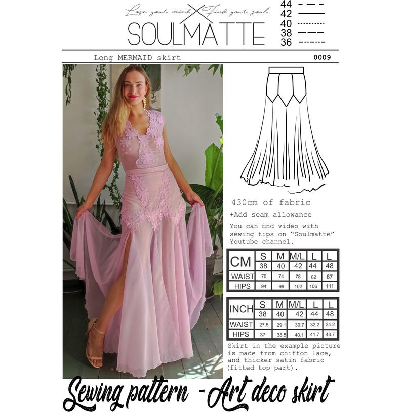 Mermaid Skirt, Wide Evening Gown Pattern, Belly dance skirt with splits image 14