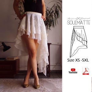 PDF skirt pattern, wide evening skirt pattern for beginners, instant download, Tulle underskirt pattern, XS-5XL skirt pattern. ruffle skirt