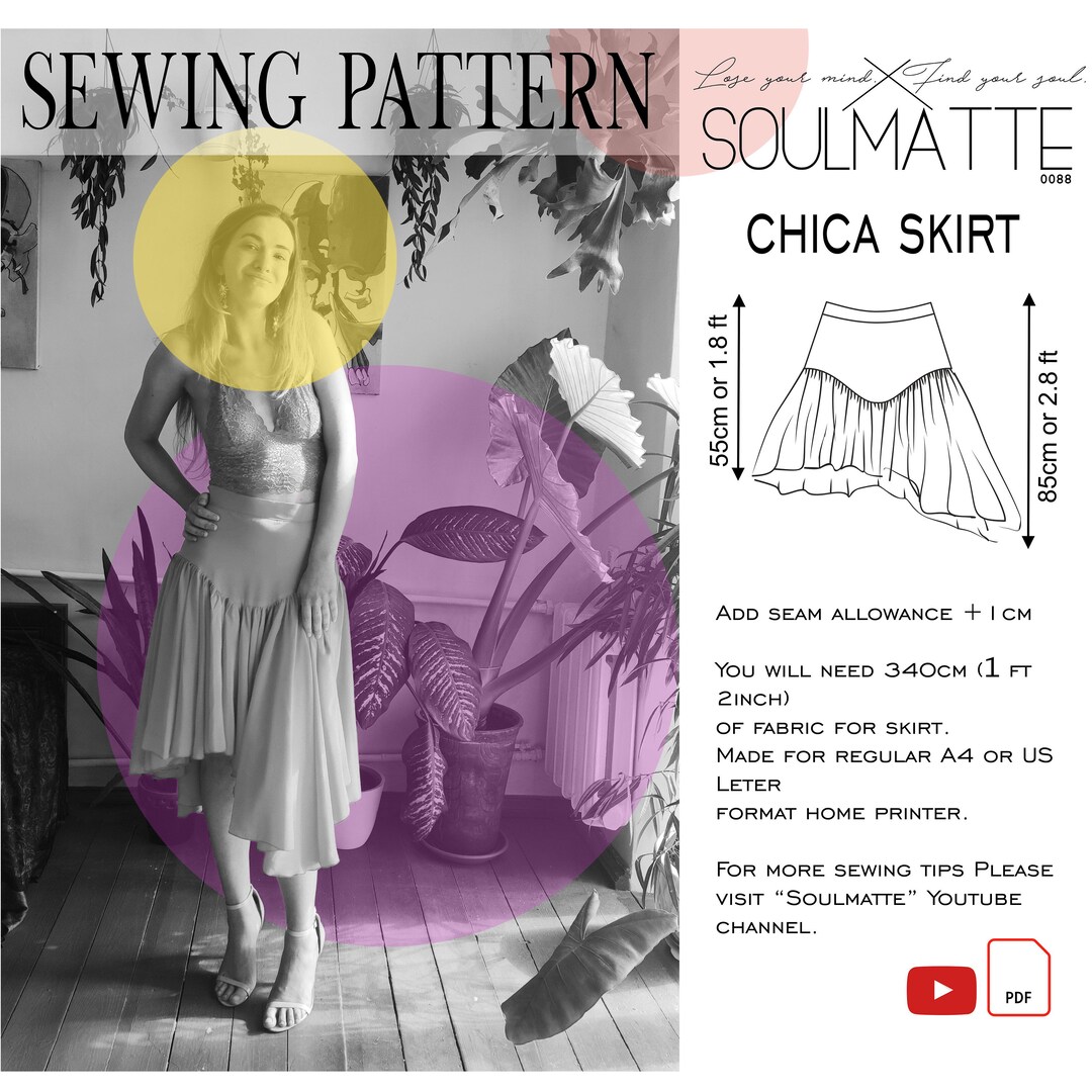 Dance Skirt Pattern Wide Evening Skirt Pattern for Beginners Etsy