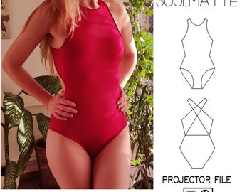 Balerina Style Leotard Sewing Pattern: Open Back Bodysuit (Projector File)